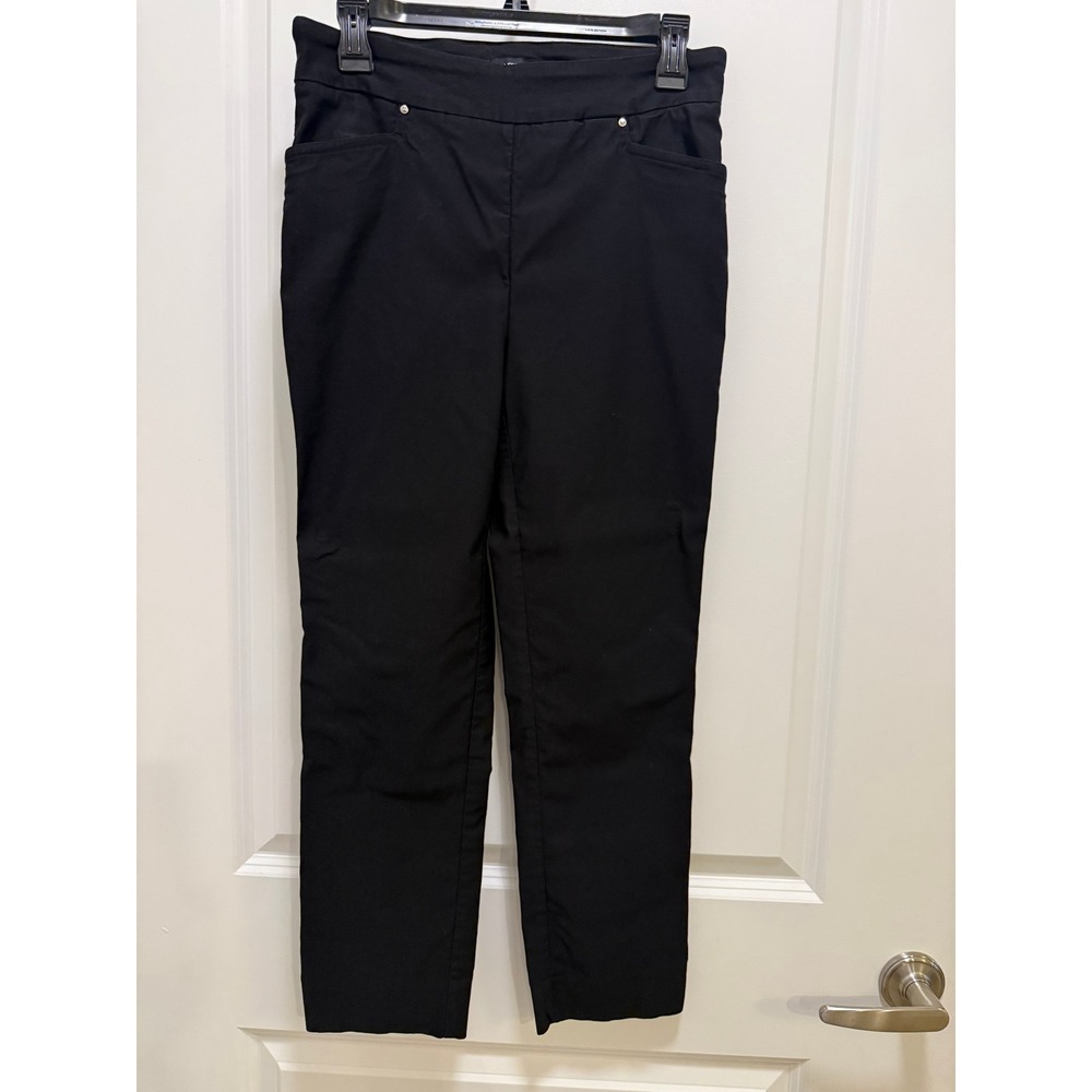 Hilary Radley Black Pull On Straight Leg Pants Womens Medium D4380-T628